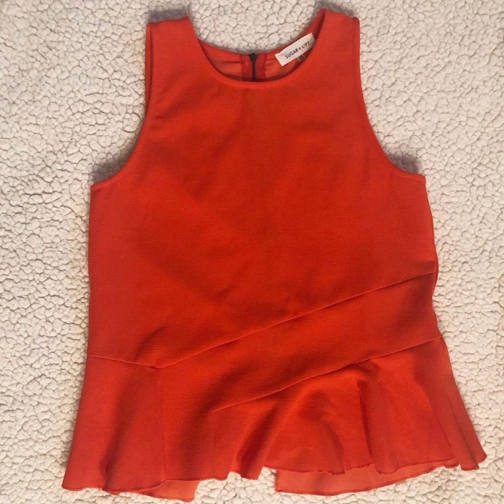 Coral Peplum Top